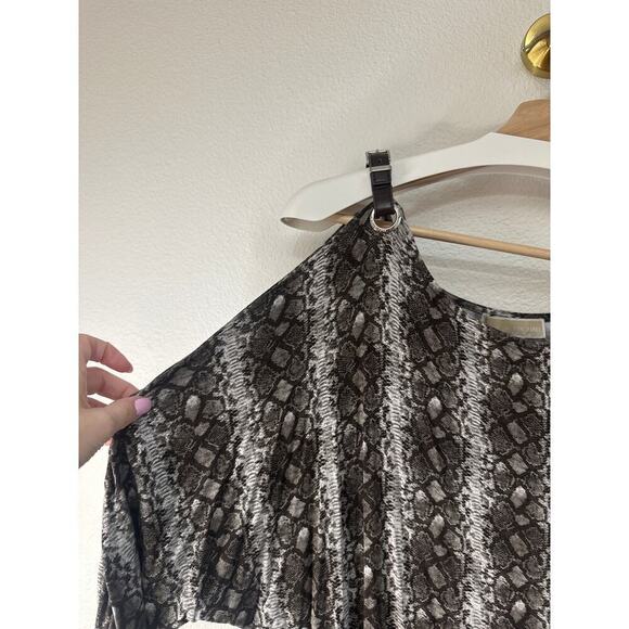 Michael Michael Kors Cold Shoulder Top, Womens Large, Animal Print - Picture 2 of 6